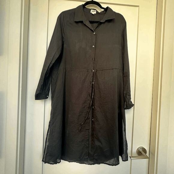 J.Crew Womens Black Long Sleeve Drawstring Mini Shirt Dress Size M BR599 NWOT - Picture 3 of 14